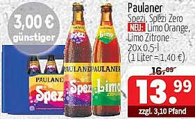 Paulaner Spezi, Spezi Zero und Limo Orange, Limo Zitrone Angebote