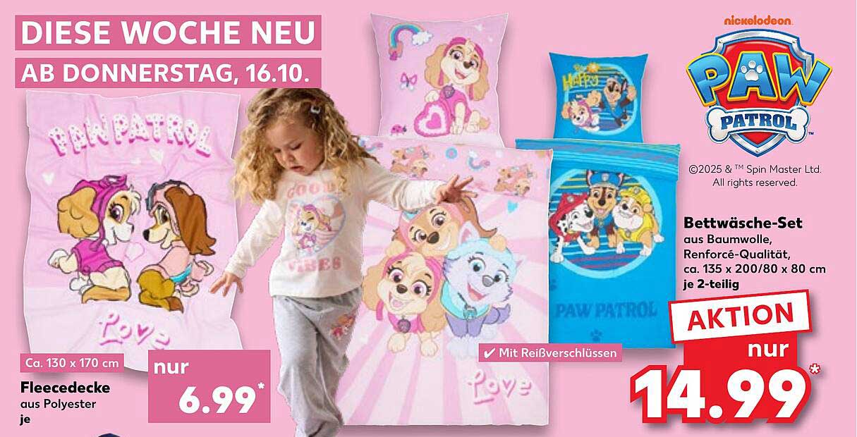 Paw Patrol Bettwäsche-Set und Fleece-Decke