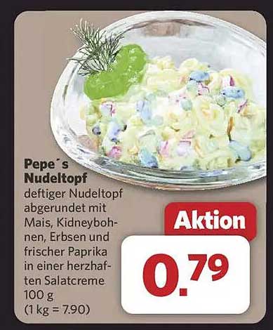 Pepe`s Nudeltopf - Deftiger Nudeltopf abgerundet mit Mais, Kidneybohnen, Erbsen und frischer Paprika in einer herzhhaften Salatcreme