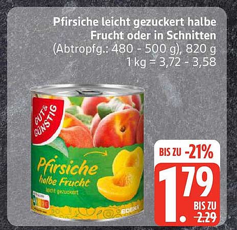 Pfirsiche leicht gezuckert halbe Frucht oder in Schnitten