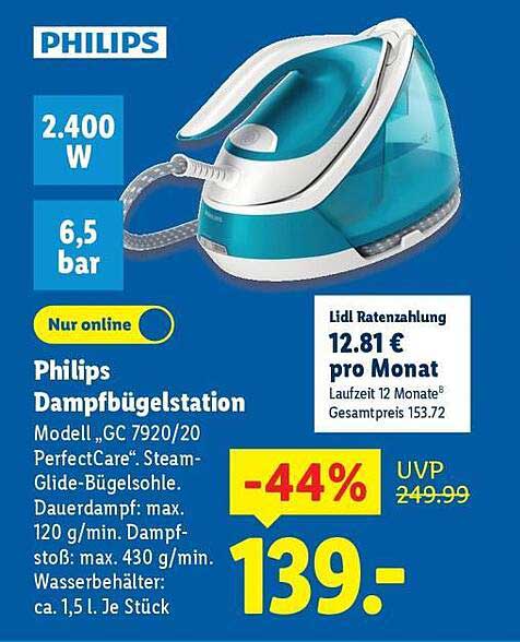 Philips Dampf Bügelstation Modell GC 7920/20 - Nur online