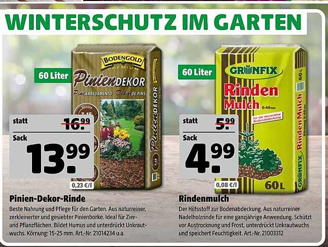 Pinien-Dekor-Rinde 60 Liter und Rindenmulch 60 Liter