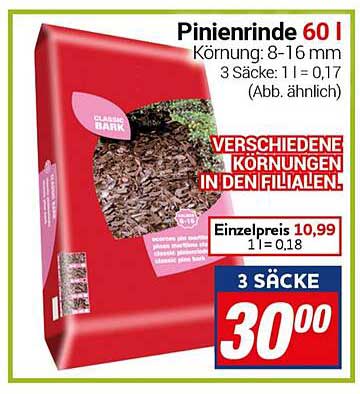 Pinienrinde 60 l - Körnung: 8-16 mm
