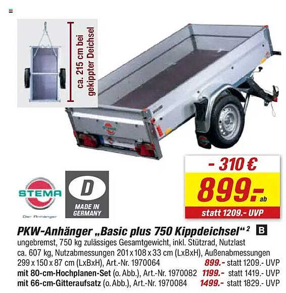 PKW-Anhänger „Basic plus 750 Kippdeichsel“