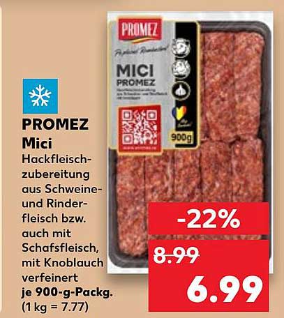 PROMEZ Mici Hackfleischzubereitung aus Schweine- und Rindfleisch