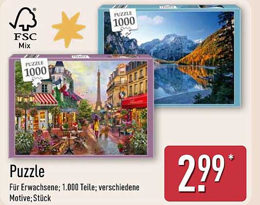 Puzzle für Erwachsene – 1.000 Teile, verschiedene Motive