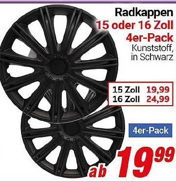 Radkappen 15 oder 16 Zoll 4er-Pack