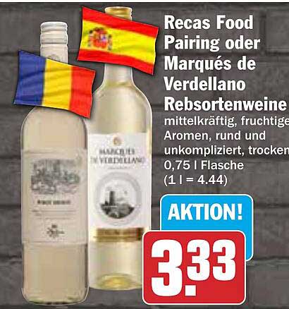 Recas Food Pairing oder Marqués de Verdellano Rebsortenweine