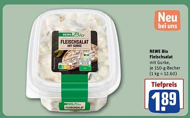 REWE Bio Fleischsalat mit Gurke, je 150-g-Becher