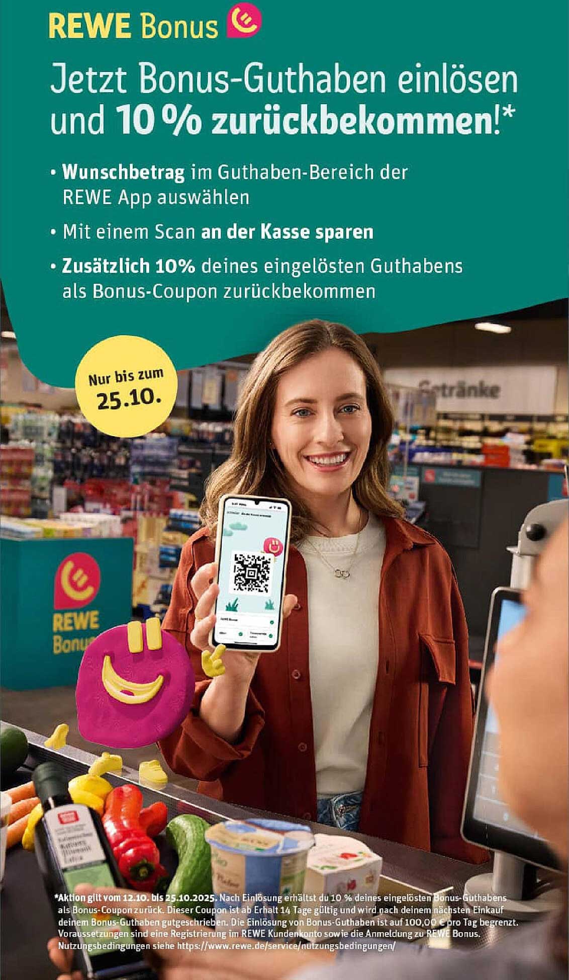REWE Bonus: Jetzt Bonus-Guthaben einlösen und 10 % zurückbekommen!