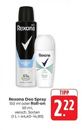 Rexona Deo Spray 150 ml oder Roll-on 50 ml, verschiedene Sorten
