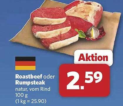 Roastbeef oder Rumpsteak natur, vom Rind