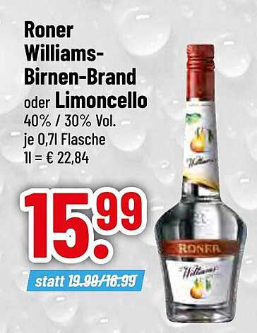 Roner Williams-Birnen-Brand oder Limoncello 0,7l