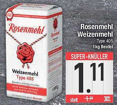 Rosenmehl Weizenmehl Type 405 1kg Beutel