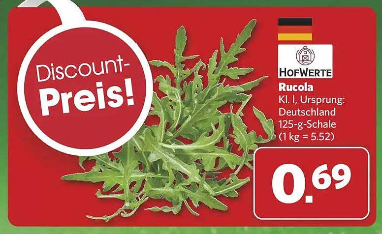 Rucola - Hofwerte, 125-g-Schale