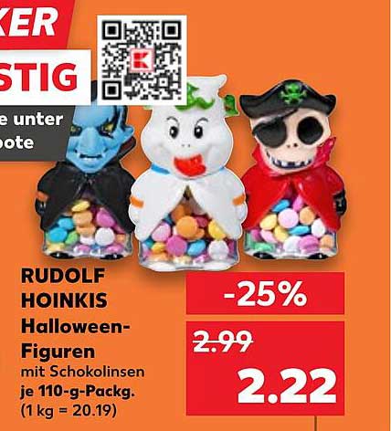 RUDOLF HOINKIS Halloween-Figuren mit Schokolinsen je 110-g-Pack.