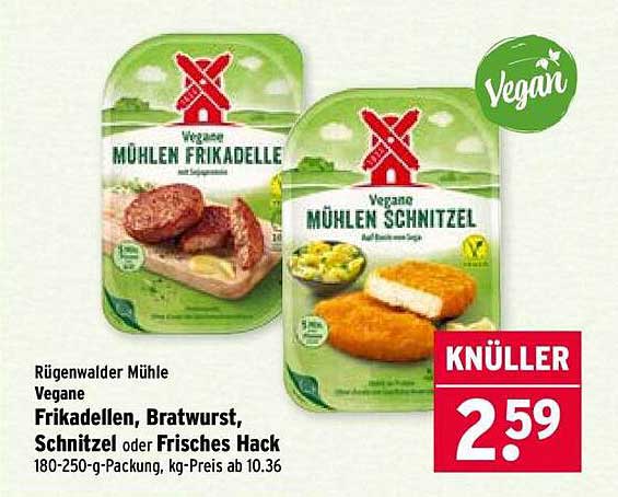 Rügenwalder Mühle Vegane Frikadellen, Schnitzel oder Frisches Hack