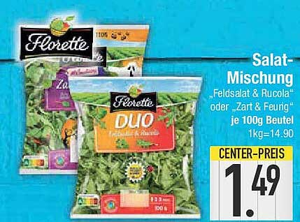 Salat-Mischung „Feldsalat & Rucola“ oder „Zart & Feing“ 100g Beutel