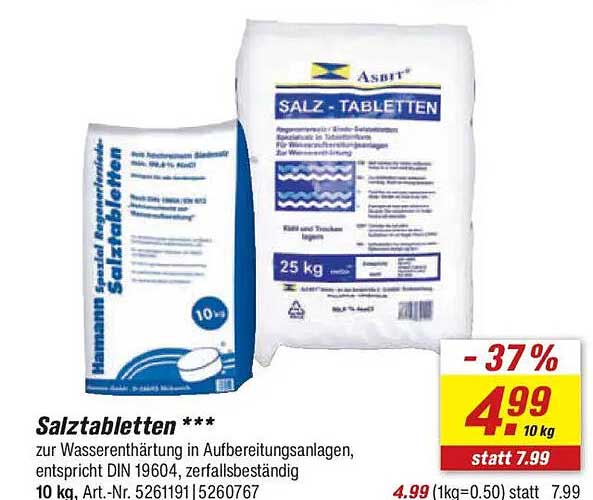 Salztabletten *** zur Wasserenthärtung in Aufbereitungsanlagen 10 kg