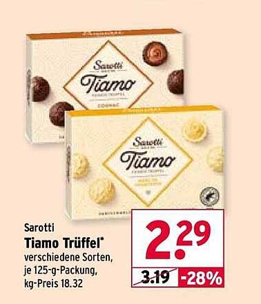 Sarotti Tiamo Trüffel - verschiedene Sorten, je 125-g-Packung