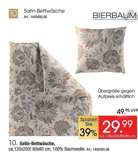 Satin-Bettwäsche, ca. 135x200/80x80 cm, 100% Baumwolle