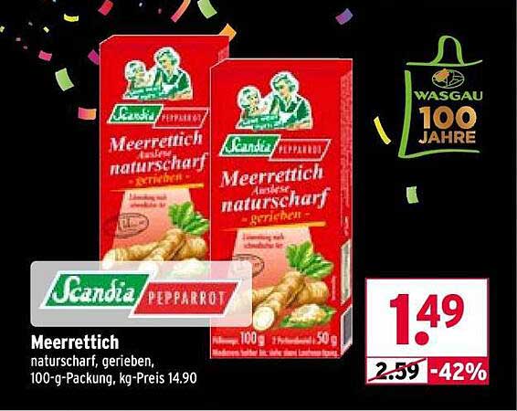 Scandia Meerrettich natur-scharf, gerieben, 100-g-Packung