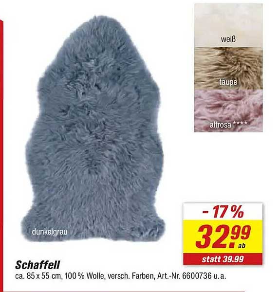 Schaffell - Dunkelgrau (ca. 85 x 55 cm, 100% Wolle)