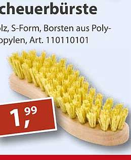 Scheuerbürste aus Holz, S-Form, Borsten aus Polypropylen
