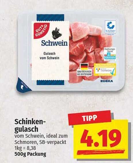 Schinken-Gulasch vom Schwein - ideal zum Schmoren