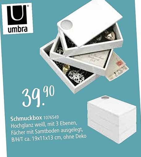 Schmuckbox von Umbra - Hochglanz Weiß, mit 3 Ebenen