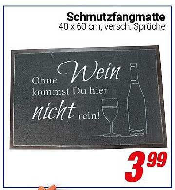 Schmutzfangmatte 40 x 60 cm, verschiedene Sprüche
