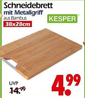 Schneidebrett mit Metallgriff aus Bambus 38x28cm