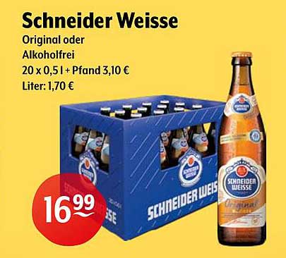 Schneider Weisse Original oder Alkohol frei 20 x 0,5 l