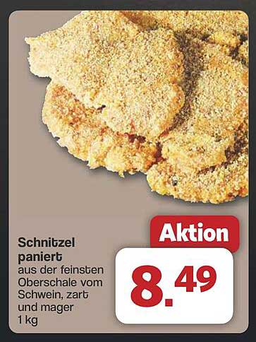 Schnitzel paniert – aus der feinsten Oberschale vom Schwein, zart und mager