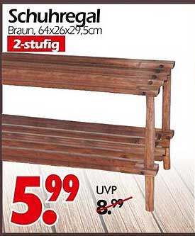 Schuhregal Braun, 64x26x27,5cm, 2-stufig