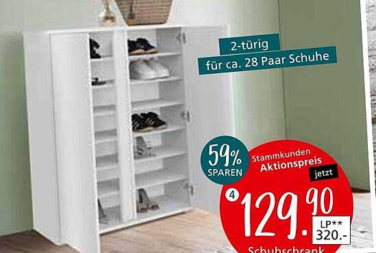 Schuhschrank 2-türig für ca. 28 Paar Schuhe