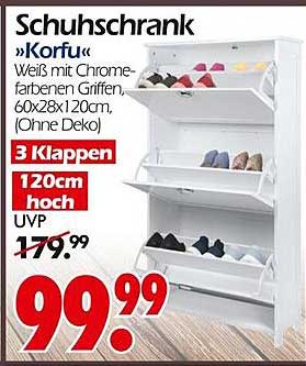 Schuhschrank "Korfu" - 3 Klappen, 120 cm hoch