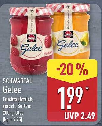 Schwartau Gelee – Fruchtaufstrich, verschiedene Sorten, 200-g-Glas