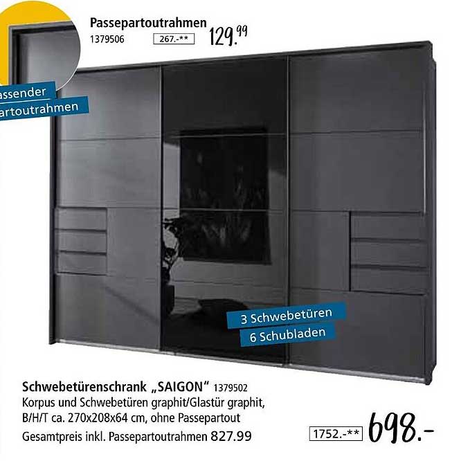 Schwebetürenschrank „SAIGON“ mit Passepartoutrahmen