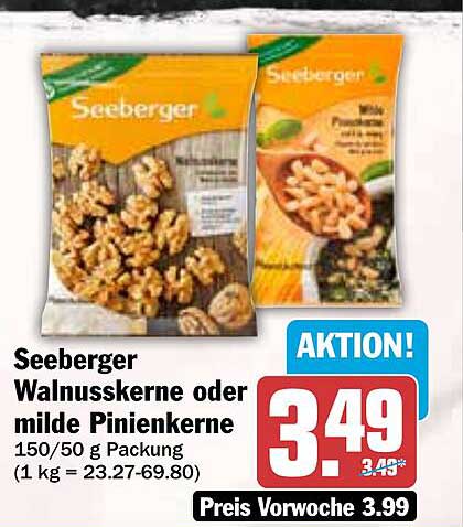 Seeberger Walnusskerne oder milde Pinienkerne 150/50 g Packung