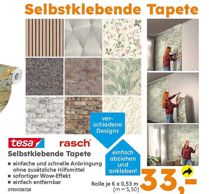 Selbstklebende Tapete von tesa® rasch®