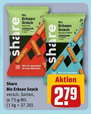 Share Bio Erbsen Snack - verschiedene Sorten, je 75-g-Btl.