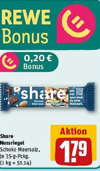 Share Nussriegel Schoko Meersalz, 35 g