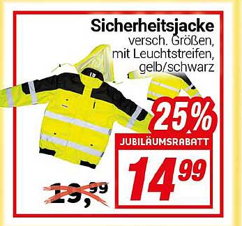 Sicherheitsjacke mit Leuchtstreifen in verschiedenen Größen - Jubiläumsangebot