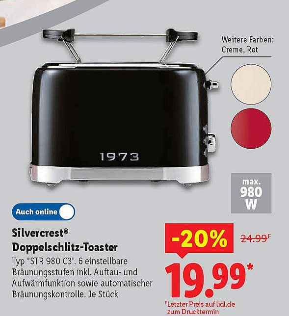 Silvercrest® Doppelschlitz-Toaster Typ "STR 980 C3"