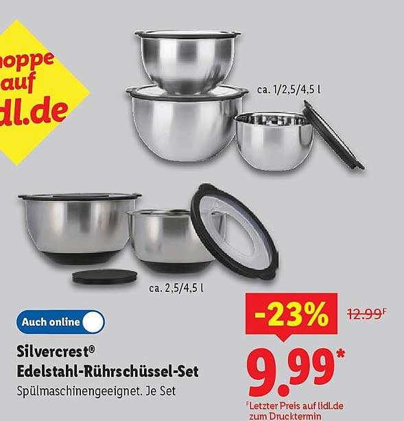 Silvercrest® Edelstahl-Rührschüssel-Set