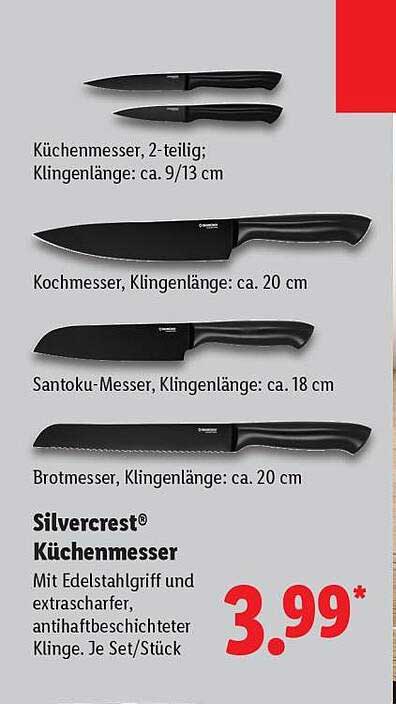 Silvercrest® Küchenmesser, 4-teilig Set