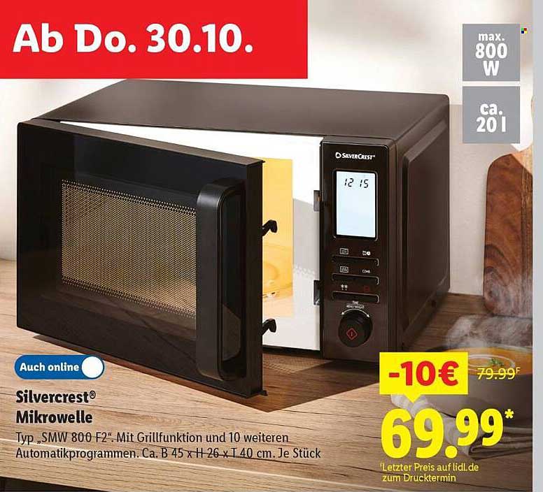 Silvercrest® Mikrowelle Typ „SMW 800 F2“ mit Grillfunktion