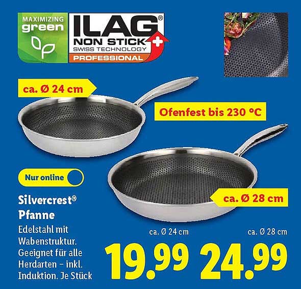 Silvercrest® Pfanne - Edelstahl mit Wabenstruktur