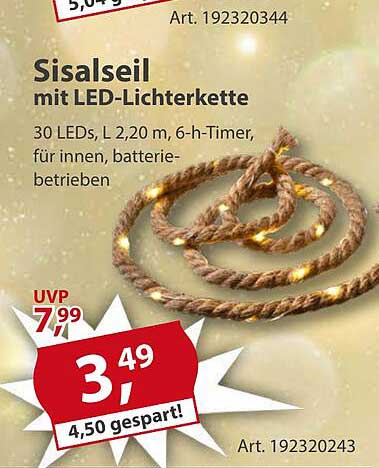 Sisalseil mit LED-Lichterkette